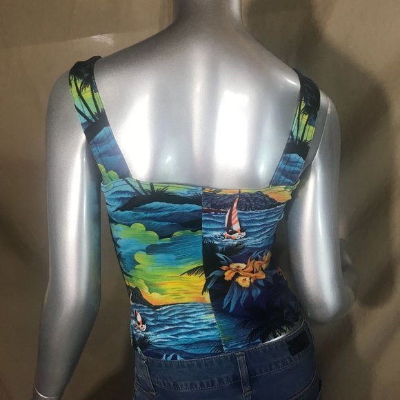 LOOKI USA Vintage Tropical Stretch Tank Small/Medium - Picture 7 of 12